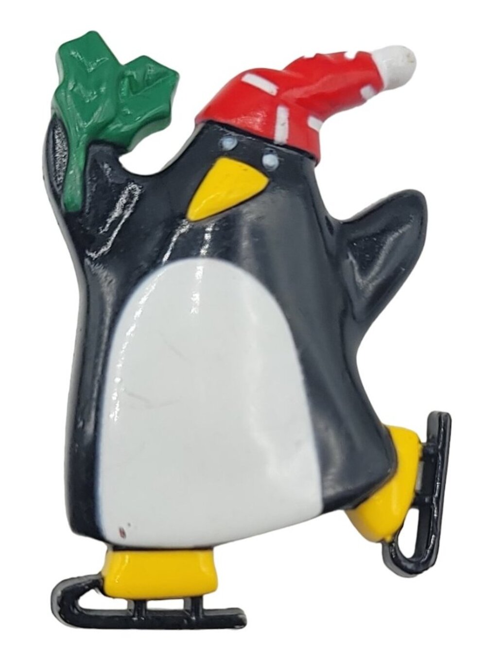 1989 Hallmark Christmas Holiday Ice Skating Penguin Lapel Pin